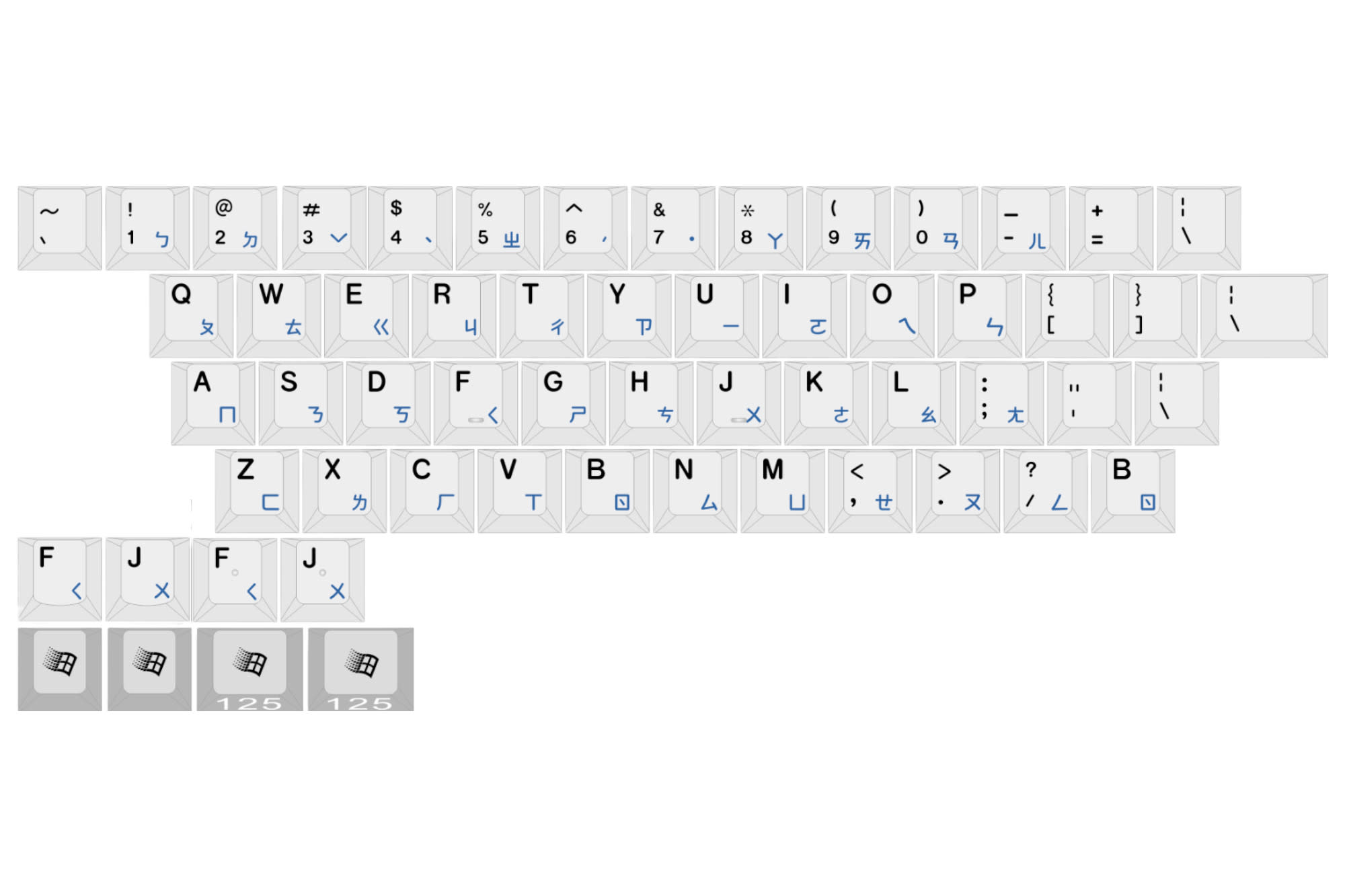 Hammerworks Alphas Zhuyin Blue (R6) Keycap Kit · Milktooth